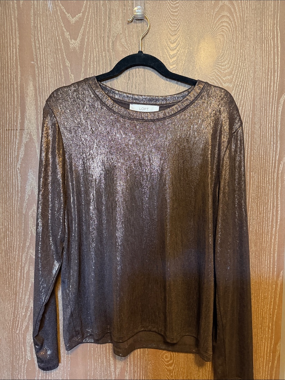 LOFT Shimmery Bronze Long-Sleeve Tee